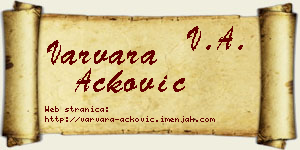 Varvara Acković vizit kartica